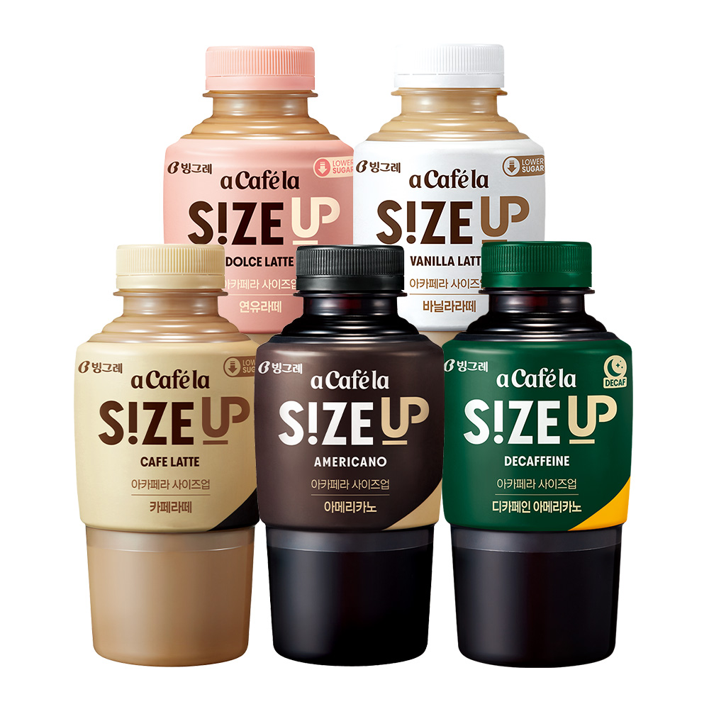 빙그레 아카페라 사이즈업 350ml  20입 (아메리카노/디카페인 아메리카노/카페라떼/바닐라라떼/연유라떼) E